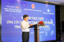 Phó Giám đốc Sở Thông tin và Truyền thông Bùi Hoàng Minh phát biểu khai mạc diễn tập