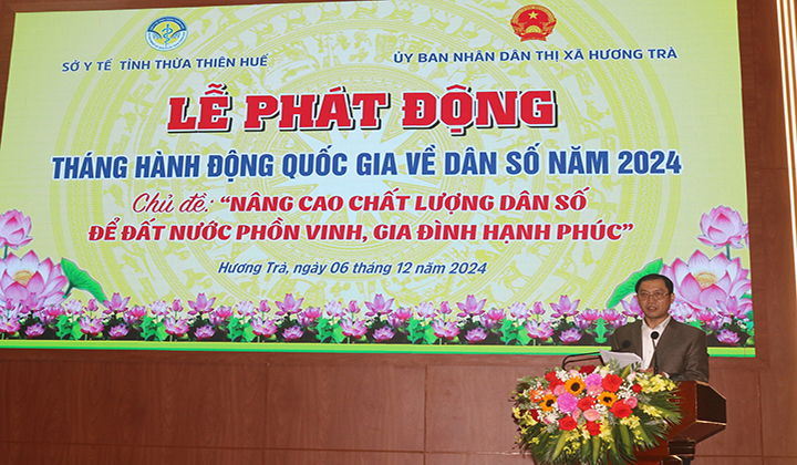 PGS.TS Trần Kiêm Hảo, Giám đốc Sở Y tế tỉnh Thừa Thiên Huế phát biểu tại Lễ phát động