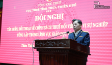 Ông Hà Văn Khoa - Cục trưởng Cục Thuế tỉnh phát biểu tại buổi đối thoại